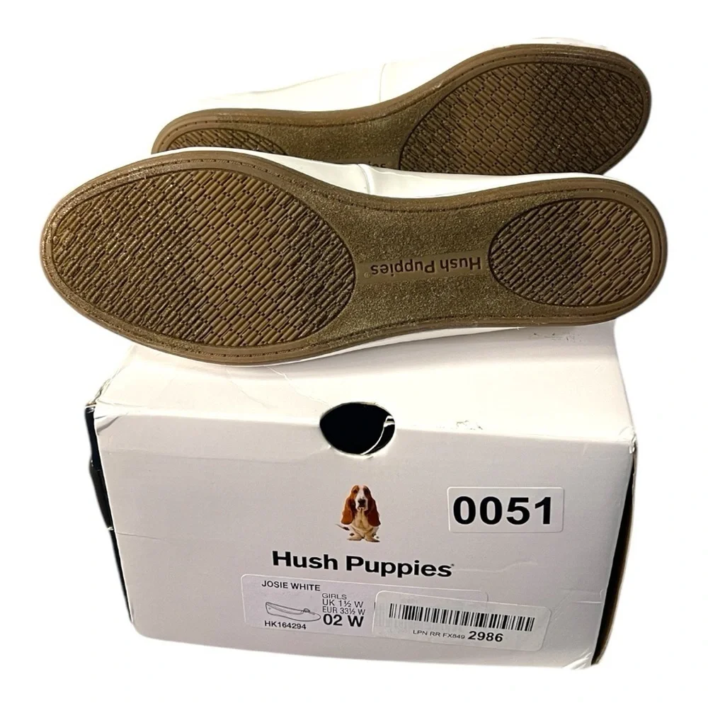 Hush Puppies Josie White Patent Ballet Flats – Girls Size 2W (New with Box!)